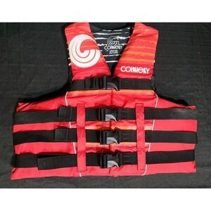 LIFE JACKET Connelly 4-CLIPS NYLON Adult Large/XL 40"-52" Chest Red Wake Board‎